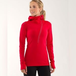 Lululemon Run For It Pullover 6 Red Asymmetrical Hooded Jacket Maximalism Spotif